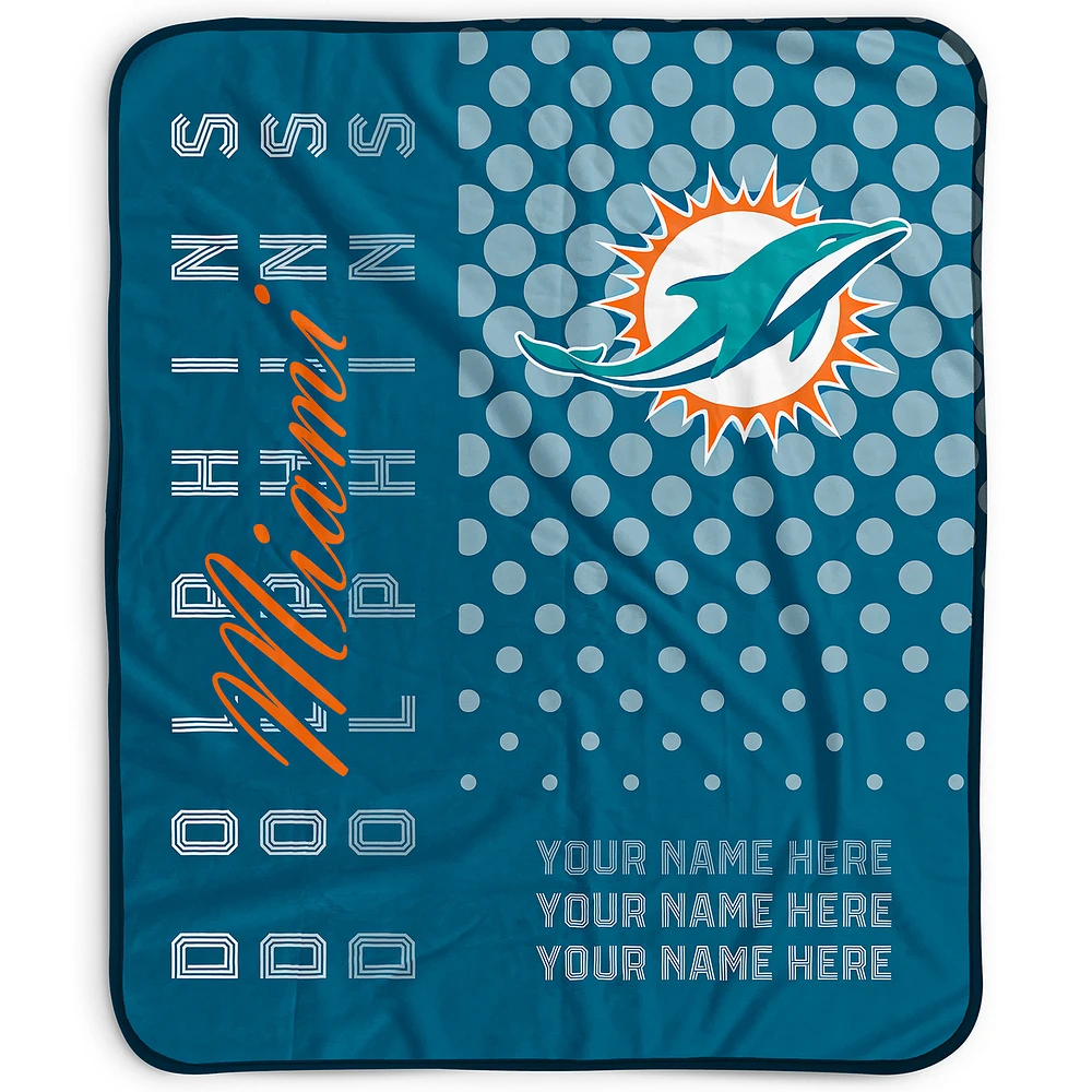 Pegasus Miami Dolphins 50" x 60" Dots Personalized Fleece Blanket