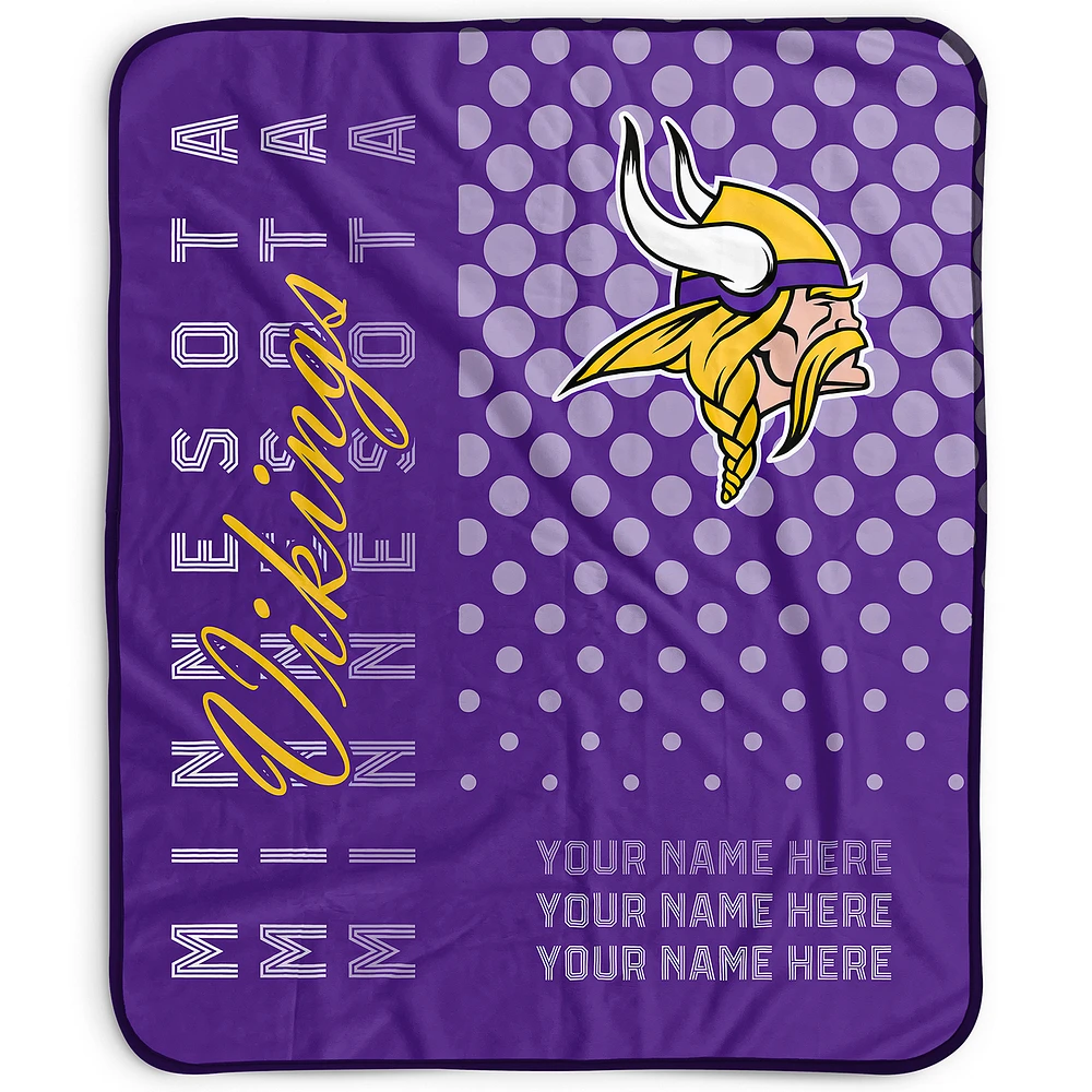 Pegasus Minnesota Vikings 50" x 60" Dots Personalized Fleece Blanket