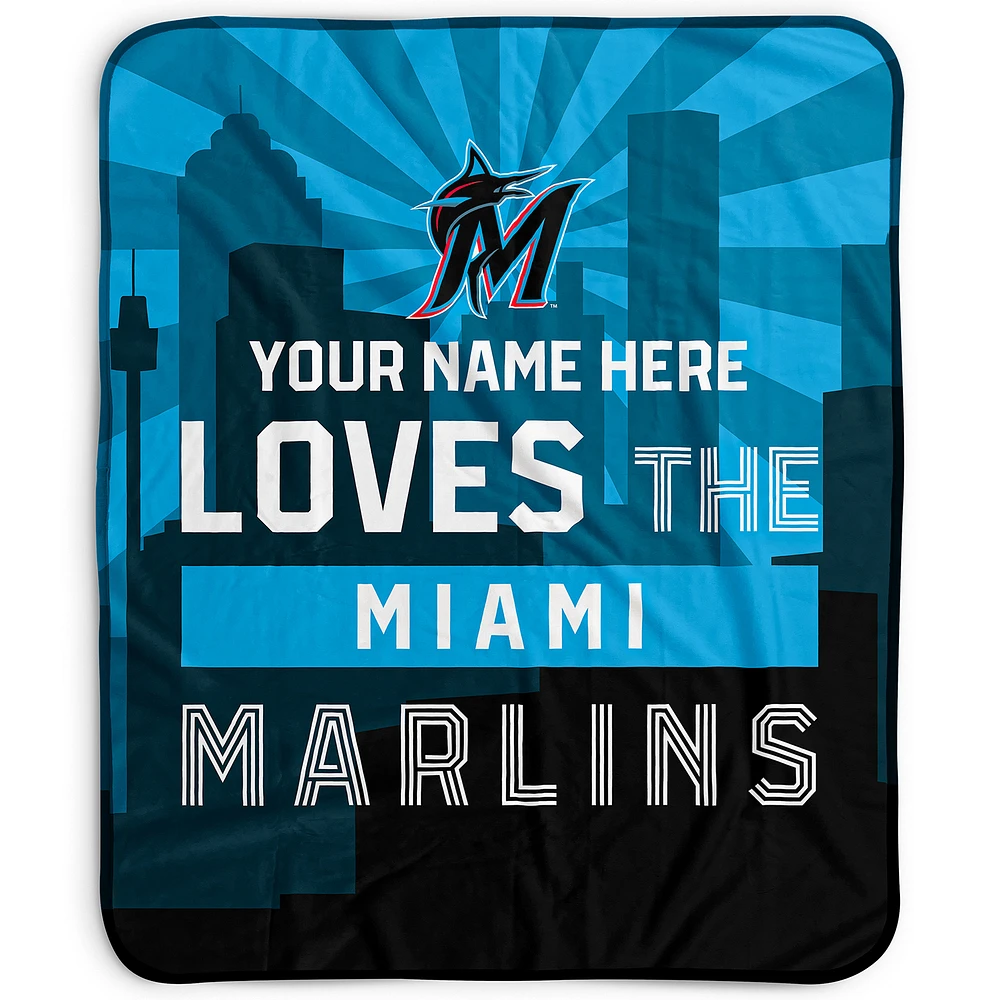 Pegasus Miami Marlins 50" x 60" City Skyline Personalized Fleece Blanket