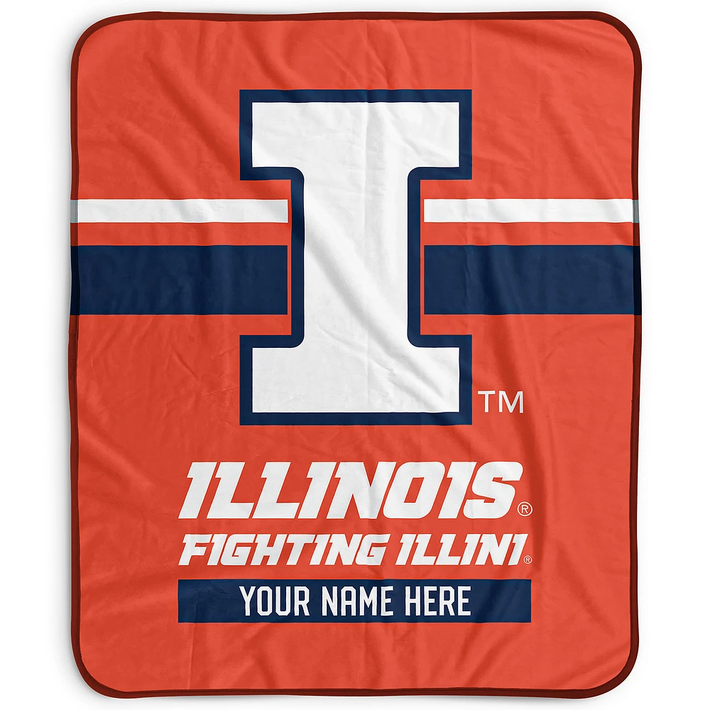 Pegasus Illinois Fighting Illini 50" x 60" Stripes Personalized Fleece Blanket