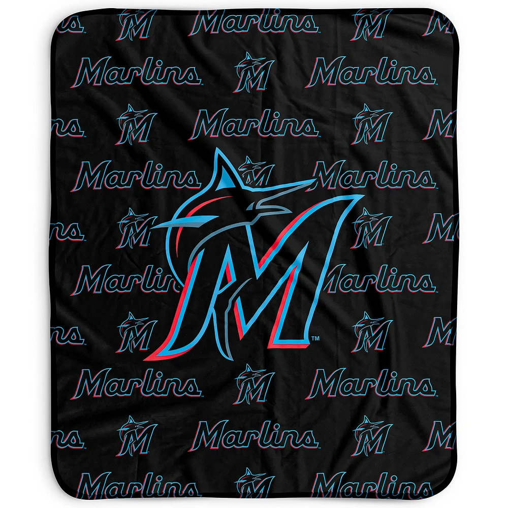 Pegasus Miami Marlins 50" x 60" Repeat Wordmark Fleece Blanket