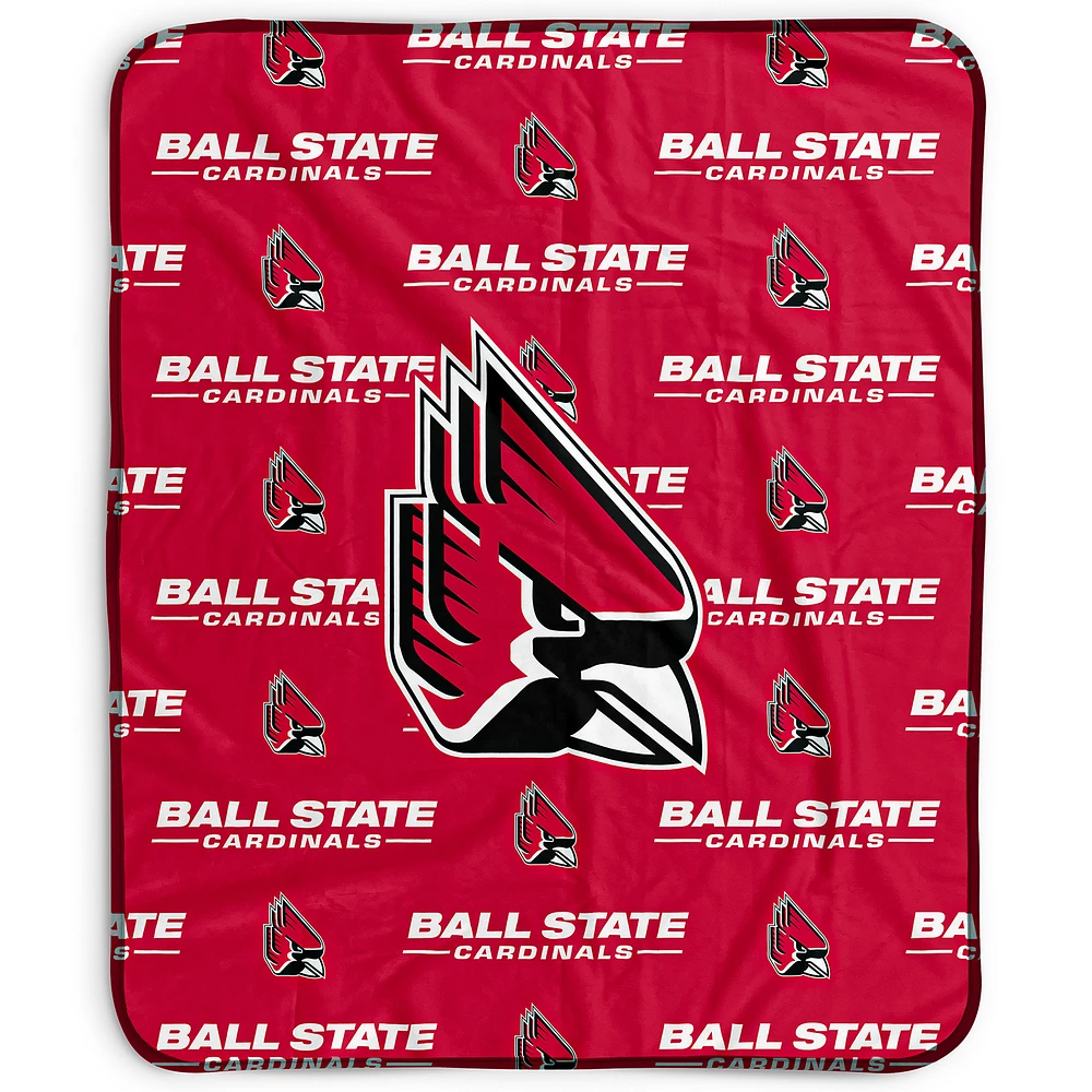 Pegasus Ball State Cardinals 50" x 60" Repeat Wordmark Fleece Blanket