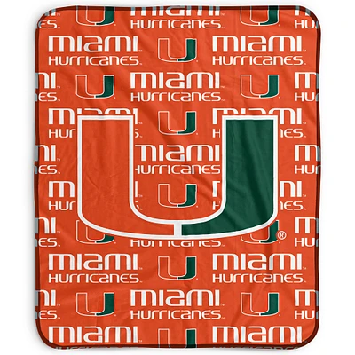 Pegasus Miami Hurricanes 50" x 60" Repeat Wordmark Fleece Blanket