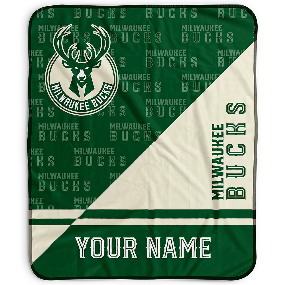 Pegasus Milwaukee Bucks 50" x 60" Split Wordmark Personalized Fleece Blanket
