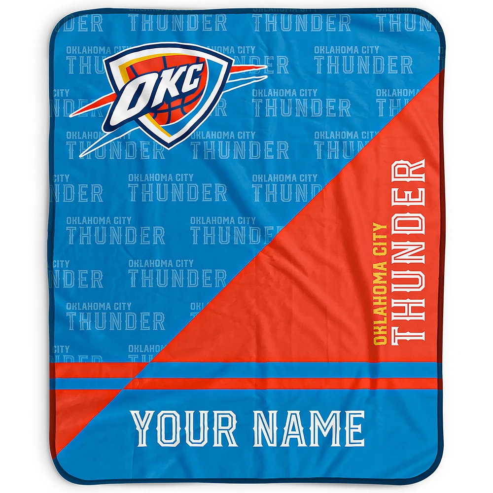 Pegasus Oklahoma City Thunder 50" x 60" Split Wordmark Personalized Fleece Blanket