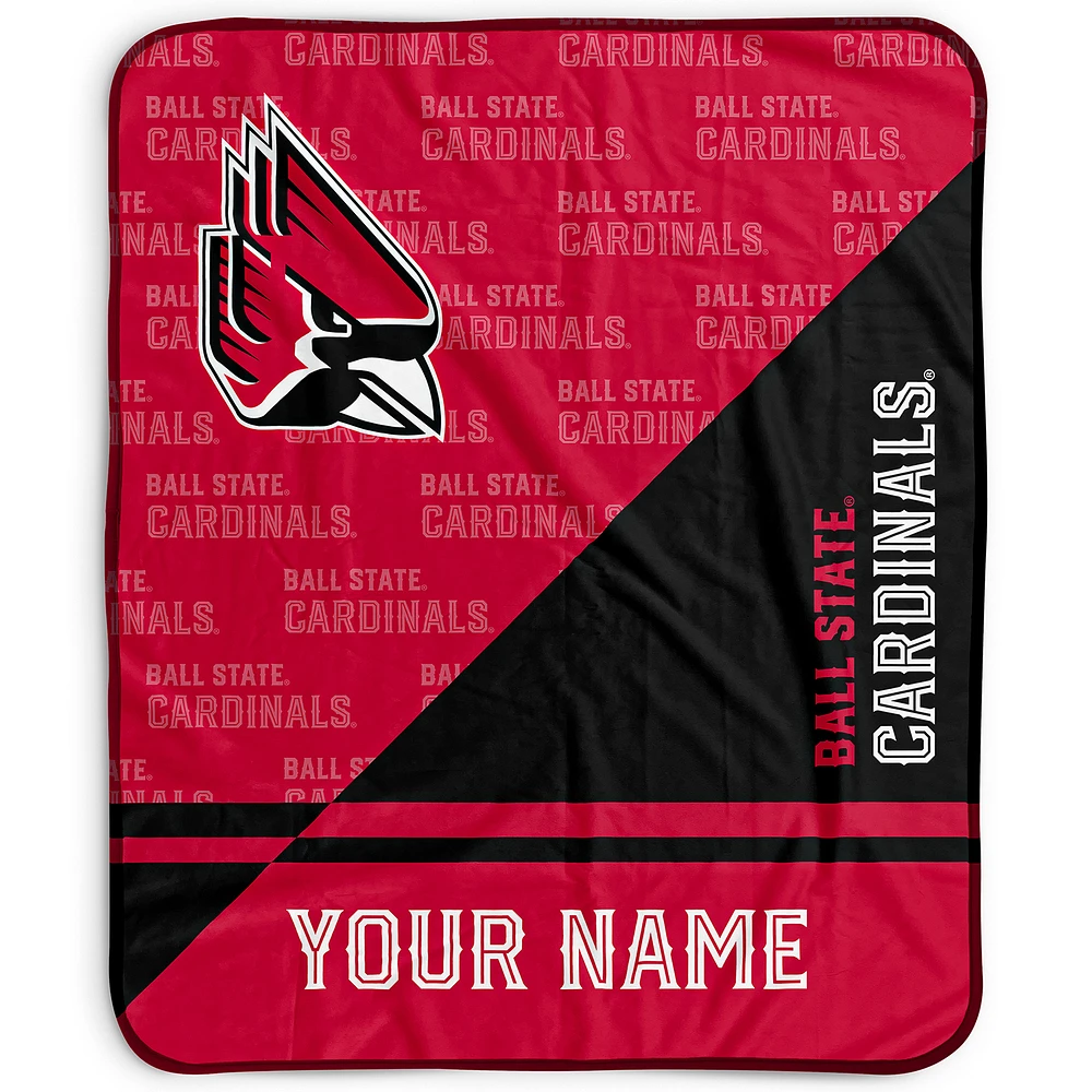 Pegasus Ball State Cardinals 50" x 60" Split Wordmark Personalized Fleece Blanket