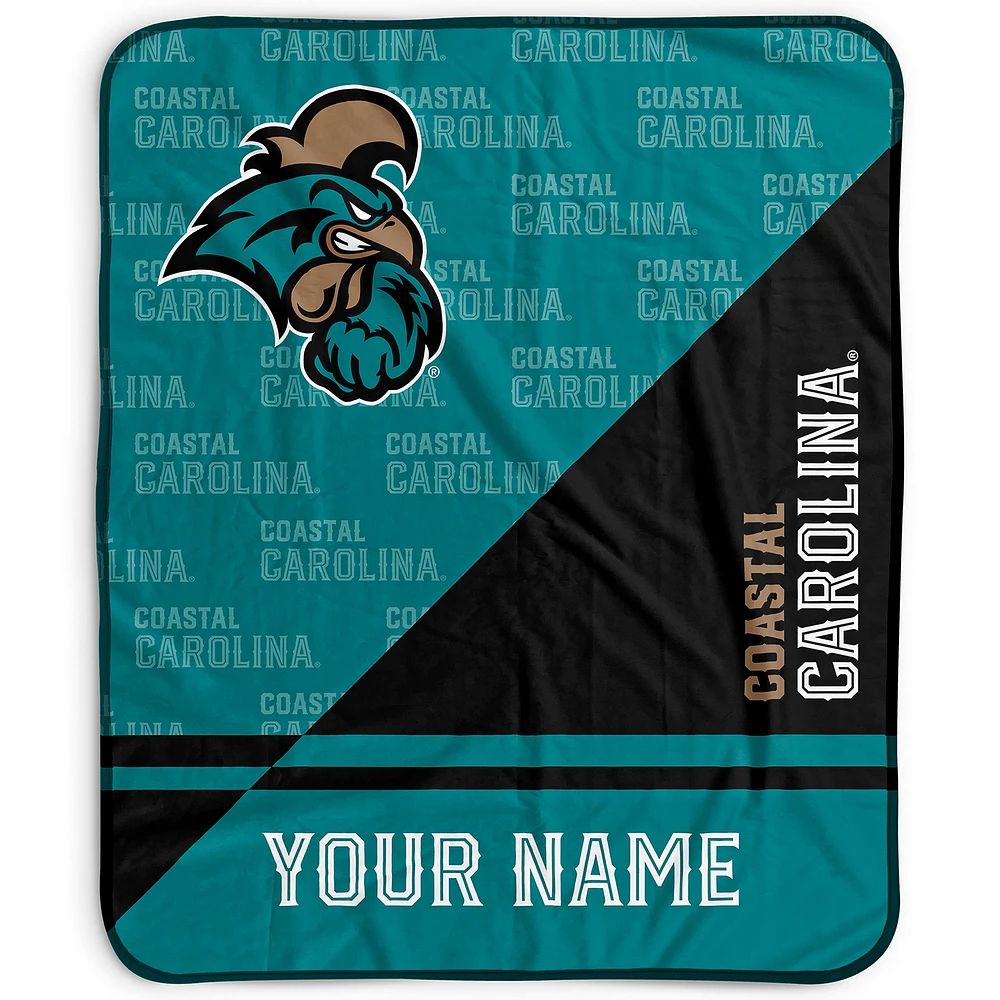 Pegasus Coastal Carolina Chanticleers 50" x 60" Split Wordmark Personalized Fleece Blanket