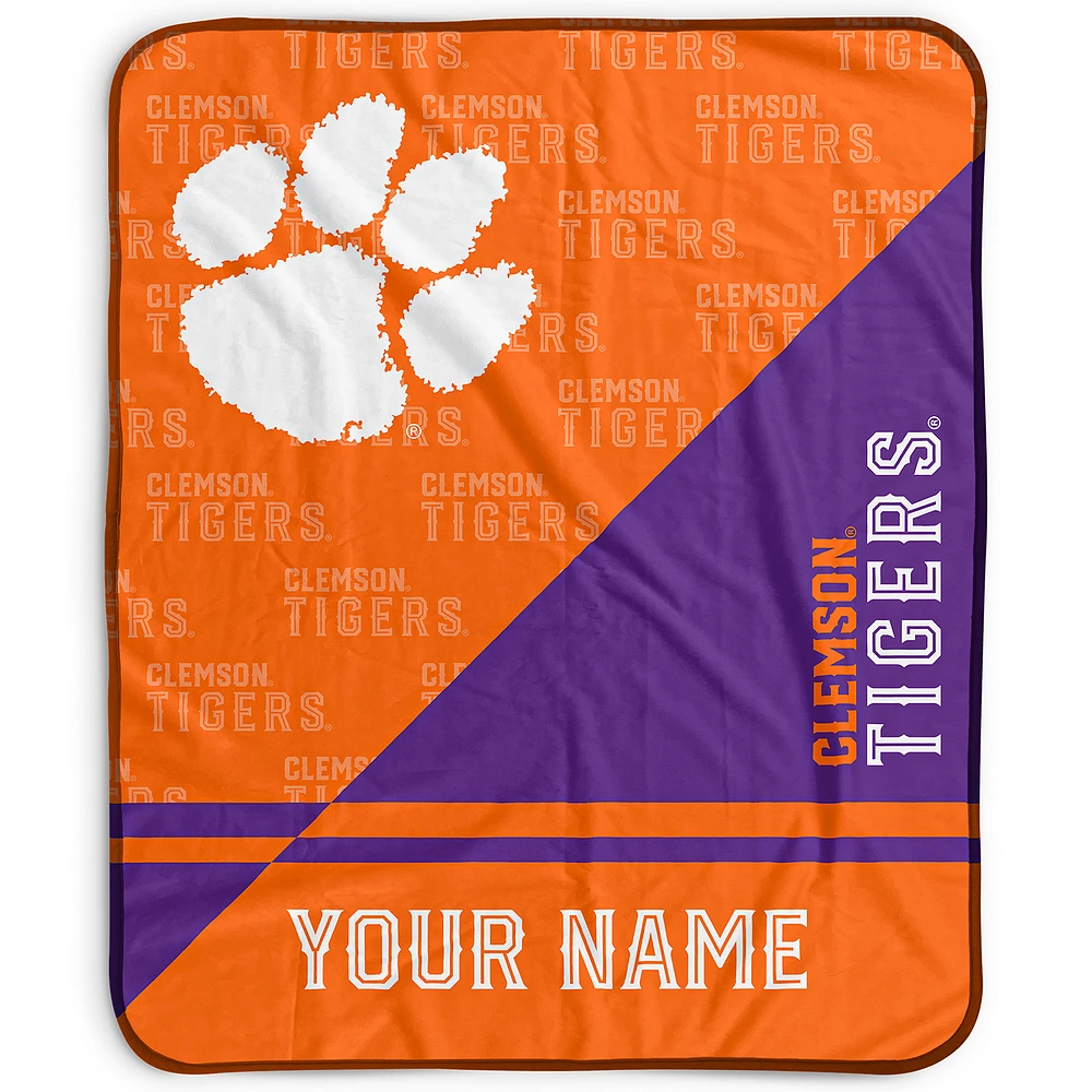 Pegasus Clemson Tigers 50" x 60" Split Wordmark Personalized Fleece Blanket