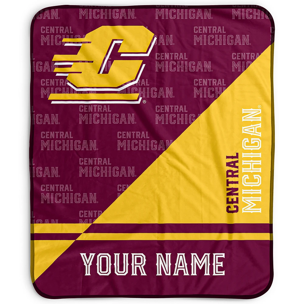 Pegasus Central Michigan Chippewas 50" x 60" Split Wordmark Personalized Fleece Blanket