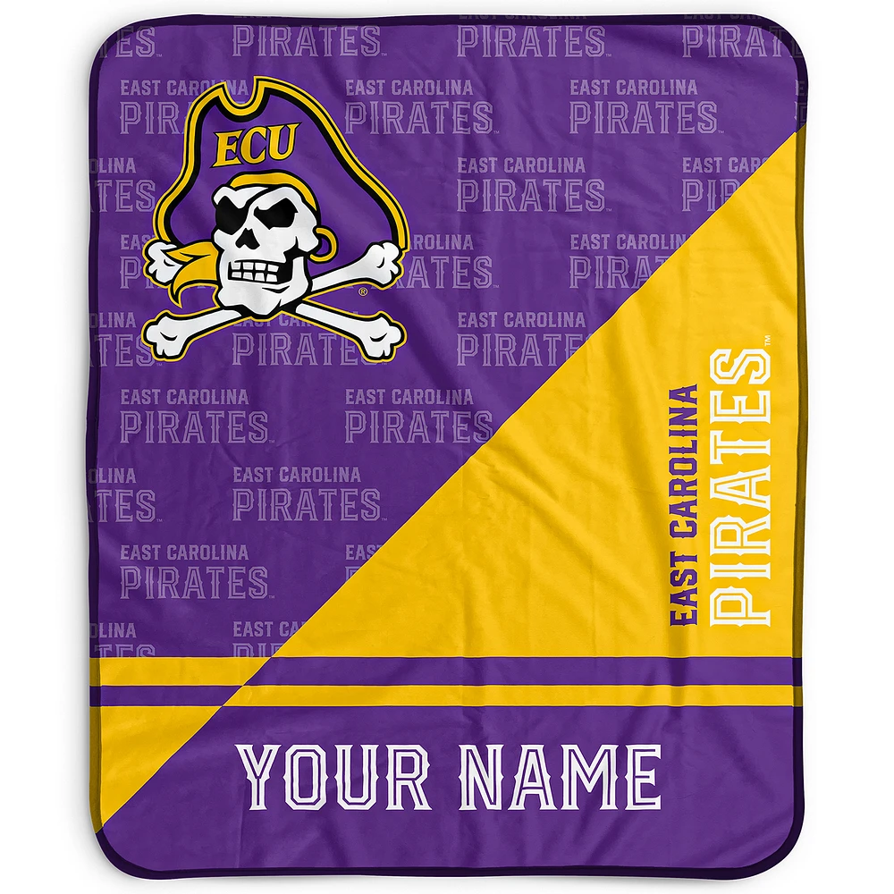 Pegasus ECU Pirates 50" x 60" Split Wordmark Personalized Fleece Blanket