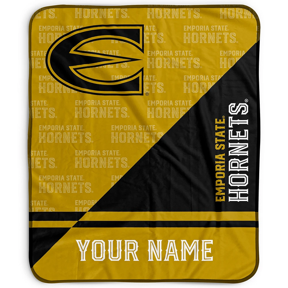 Pegasus Emporia State Hornets 50" x 60" Split Wordmark Personalized Fleece Blanket