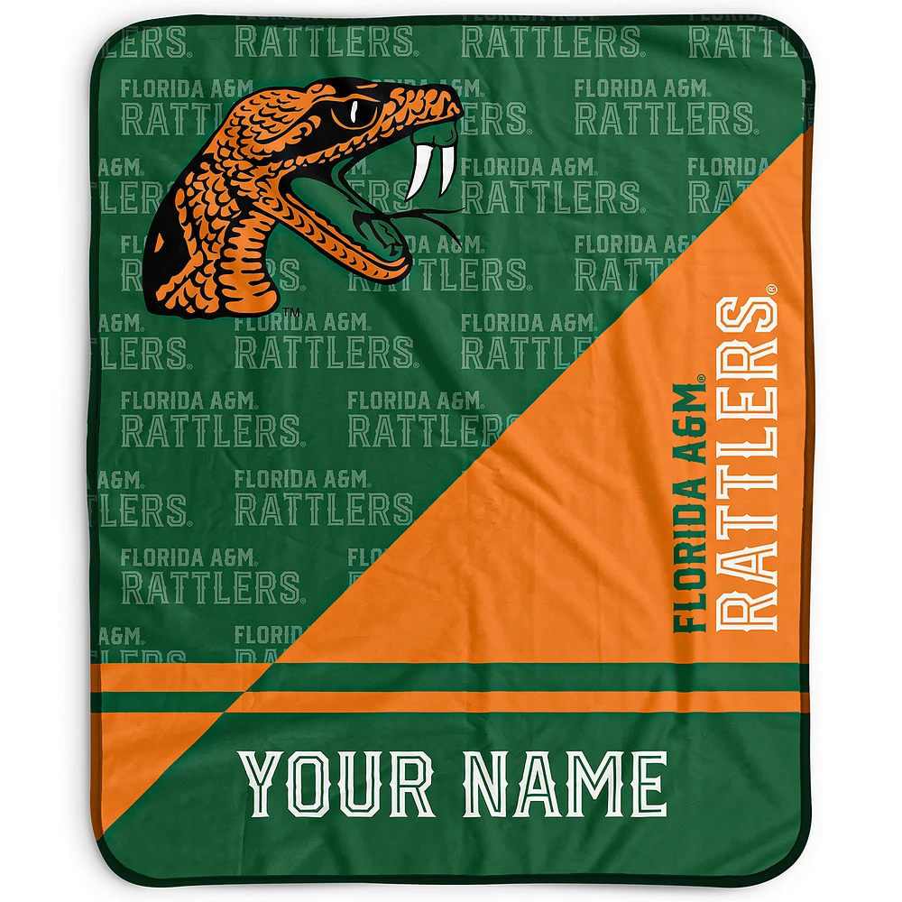 Pegasus Florida A&M Rattlers 50" x 60" Split Wordmark Personalized Fleece Blanket