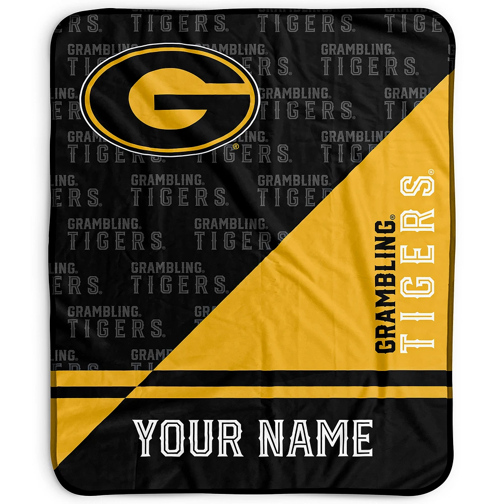 Pegasus Grambling Tigers 50" x 60" Split Wordmark Personalized Fleece Blanket