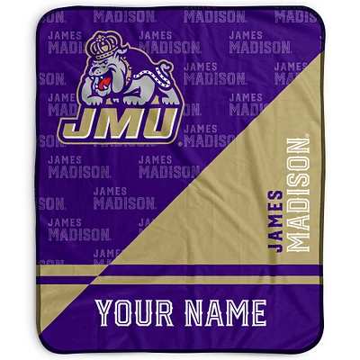 Pegasus James Madison Dukes 50" x 60" Split Wordmark Personalized Fleece Blanket