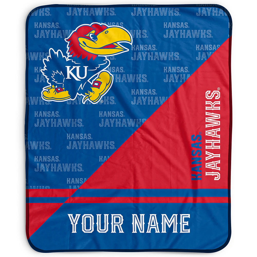 Pegasus Kansas Jayhawks 50" x 60" Split Wordmark Personalized Fleece Blanket