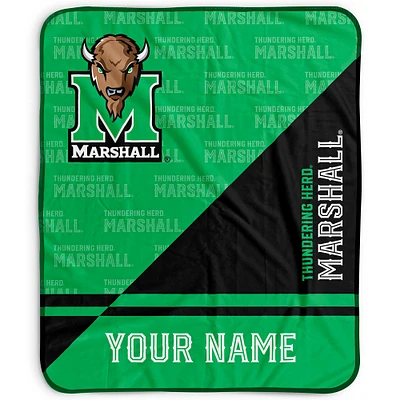 Pegasus Marshall Thundering Herd 50" x 60" Split Wordmark Personalized Fleece Blanket