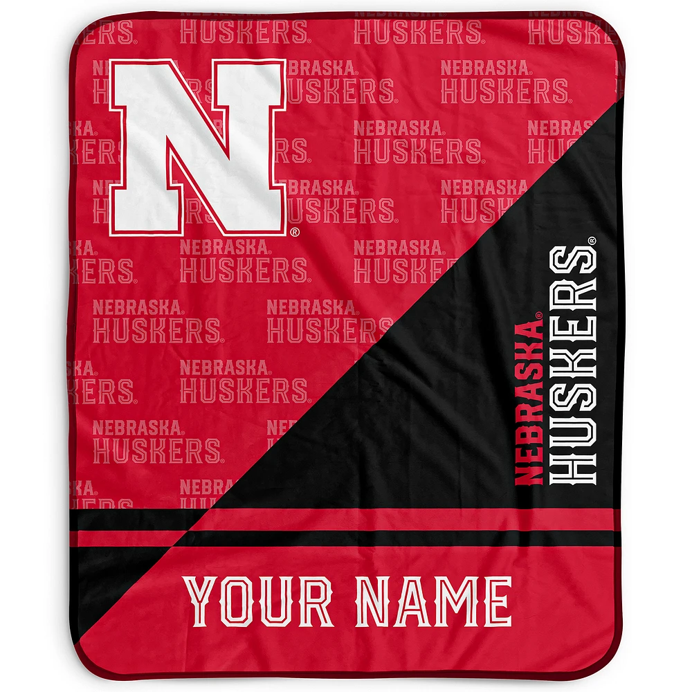 Pegasus Nebraska Huskers 50" x 60" Split Wordmark Personalized Fleece Blanket