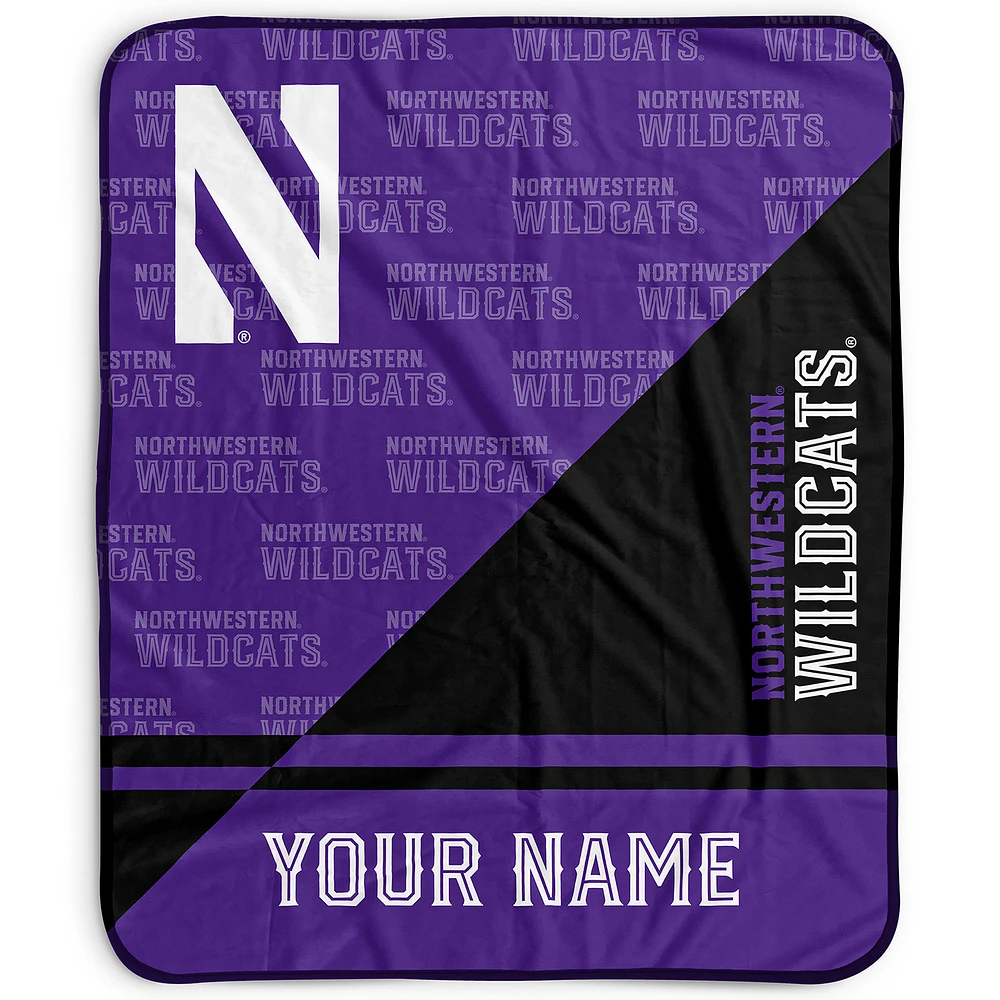 Pegasus Northwestern Wildcats 50" x 60" Split Wordmark Personalized Fleece Blanket
