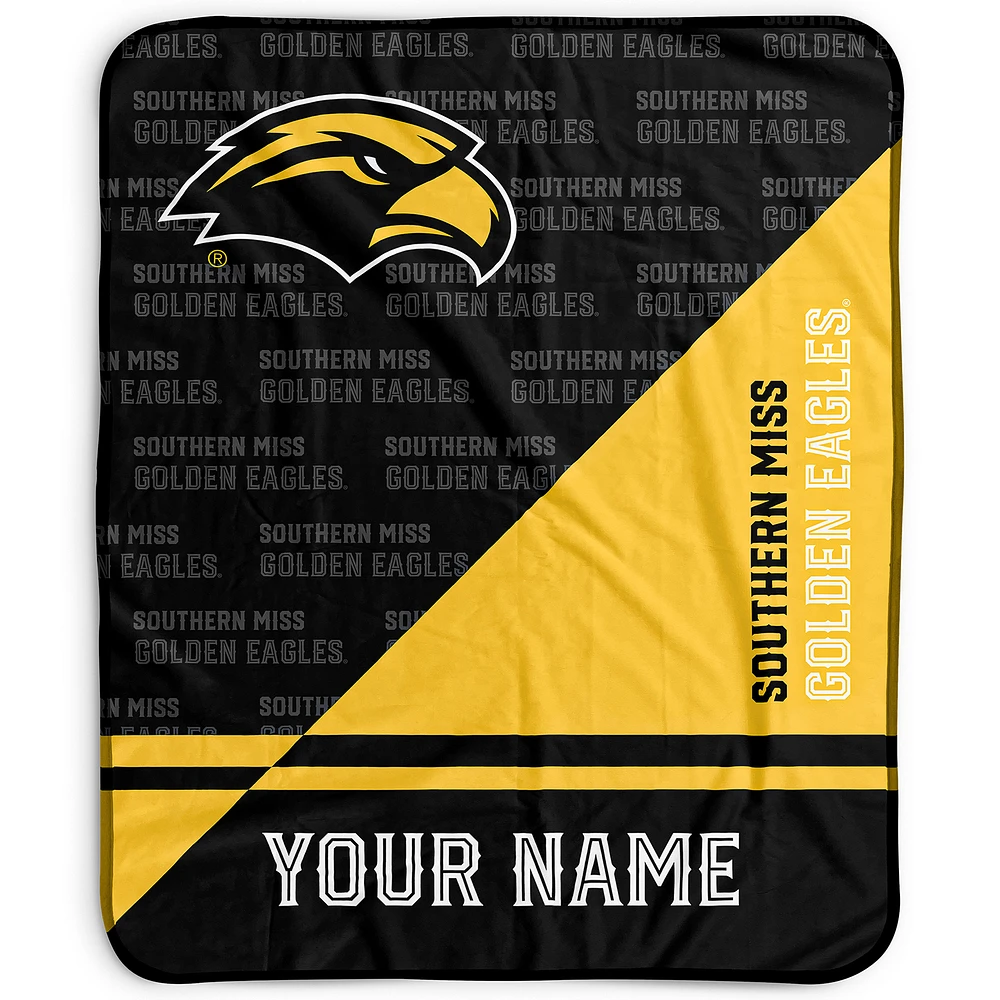 Pegasus Southern Miss Golden Eagles 50" x 60" Split Wordmark Personalized Fleece Blanket
