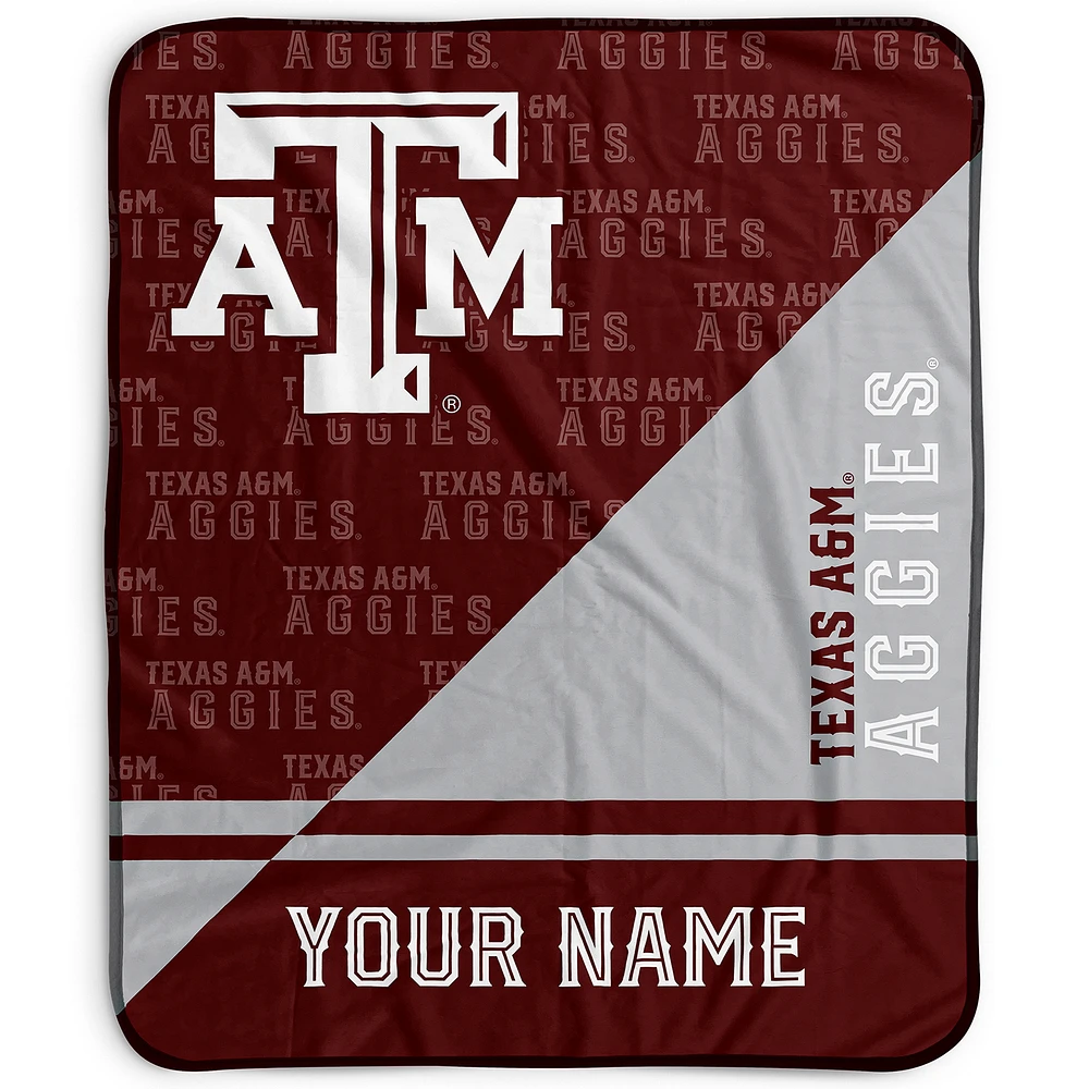 Pegasus Texas A&M Aggies 50" x 60" Split Wordmark Personalized Fleece Blanket