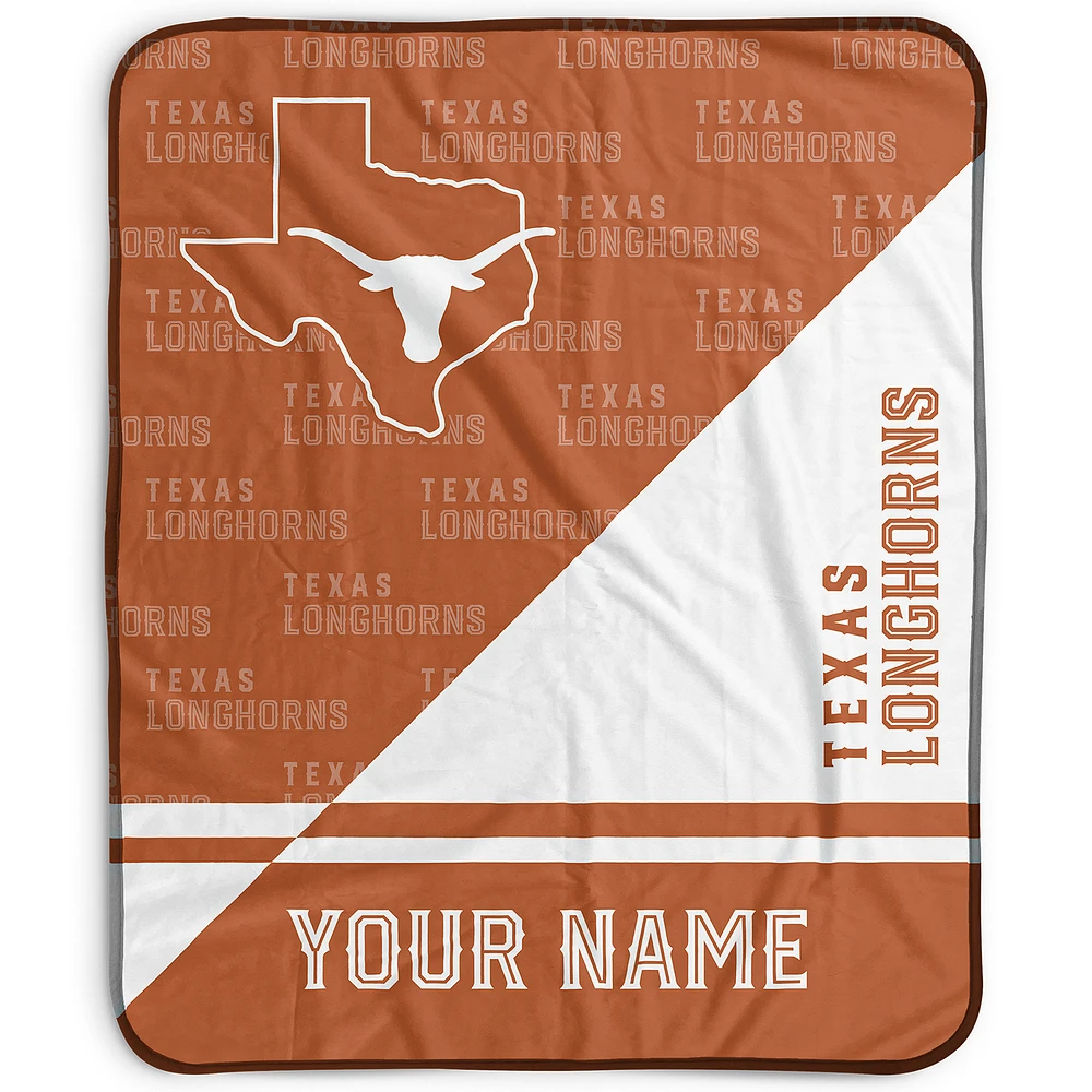 Pegasus Texas Longhorns 50" x 60" Split Wordmark Personalized Fleece Blanket
