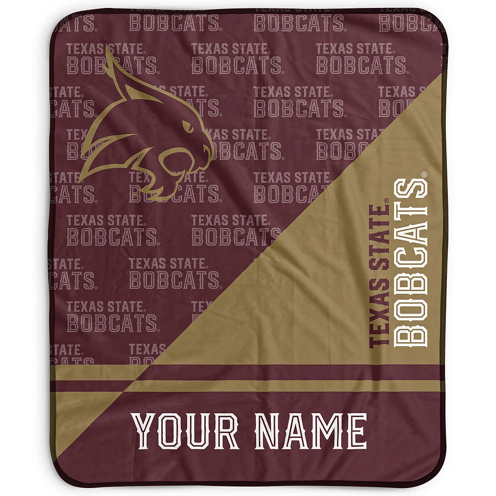 Pegasus Texas State Bobcats 50" x 60" Split Wordmark Personalized Fleece Blanket