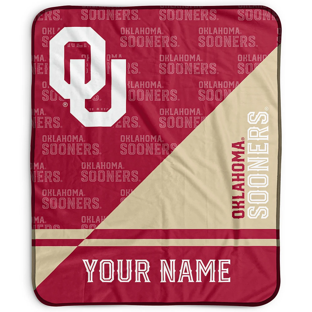 Pegasus Oklahoma Sooners 50" x 60" Split Wordmark Personalized Fleece Blanket