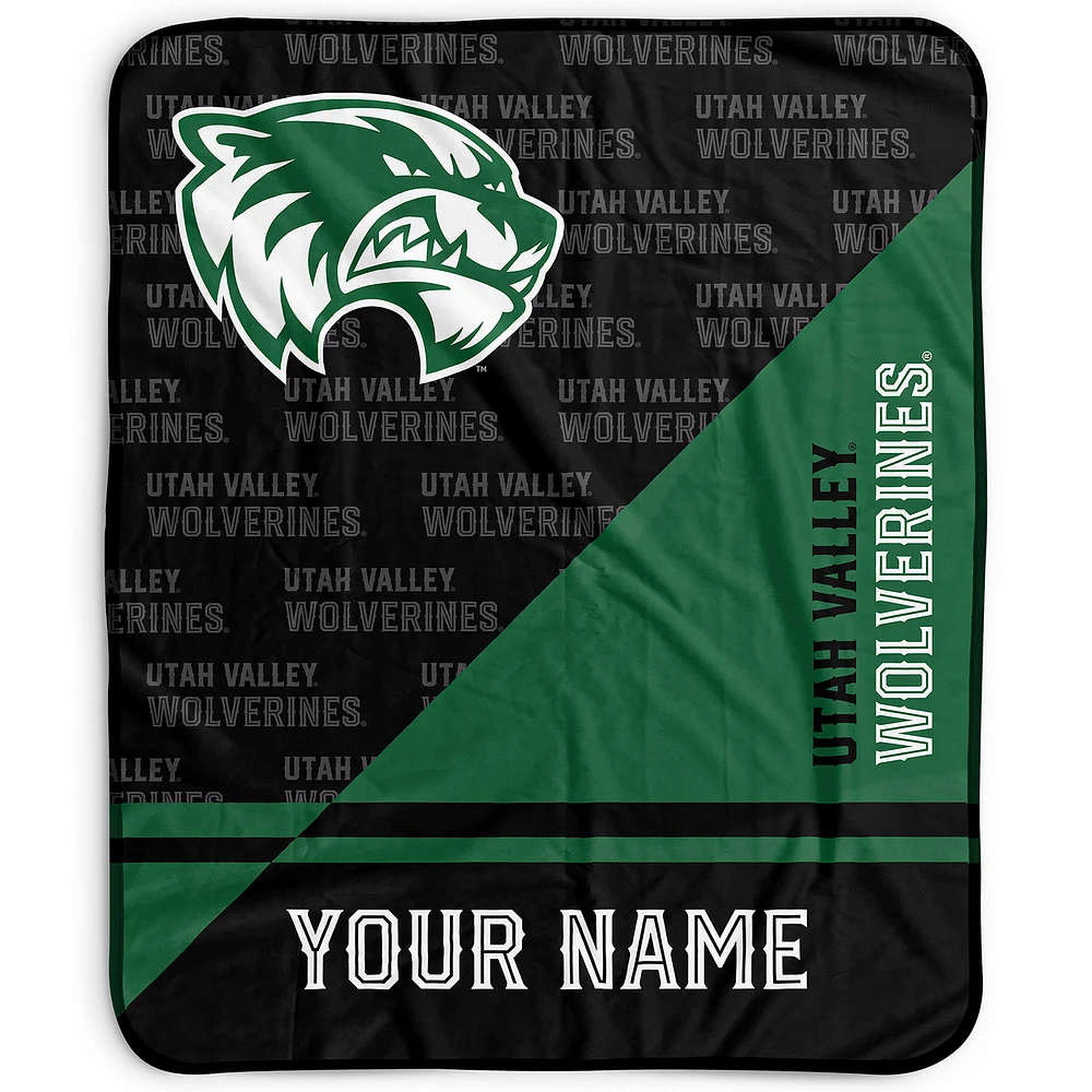 Pegasus Utah Valley Wolverines 50" x 60" Split Wordmark Personalized Fleece Blanket