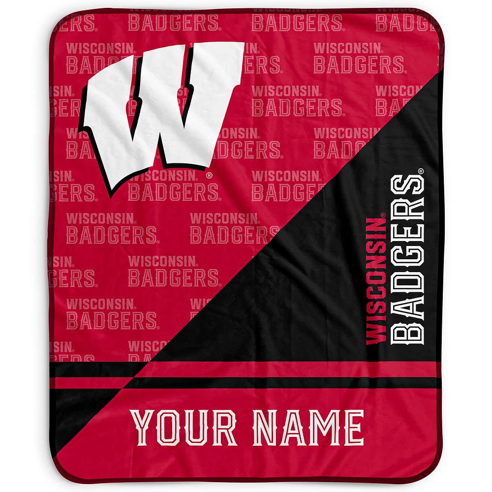 Pegasus Wisconsin Badgers 50" x 60" Split Wordmark Personalized Fleece Blanket