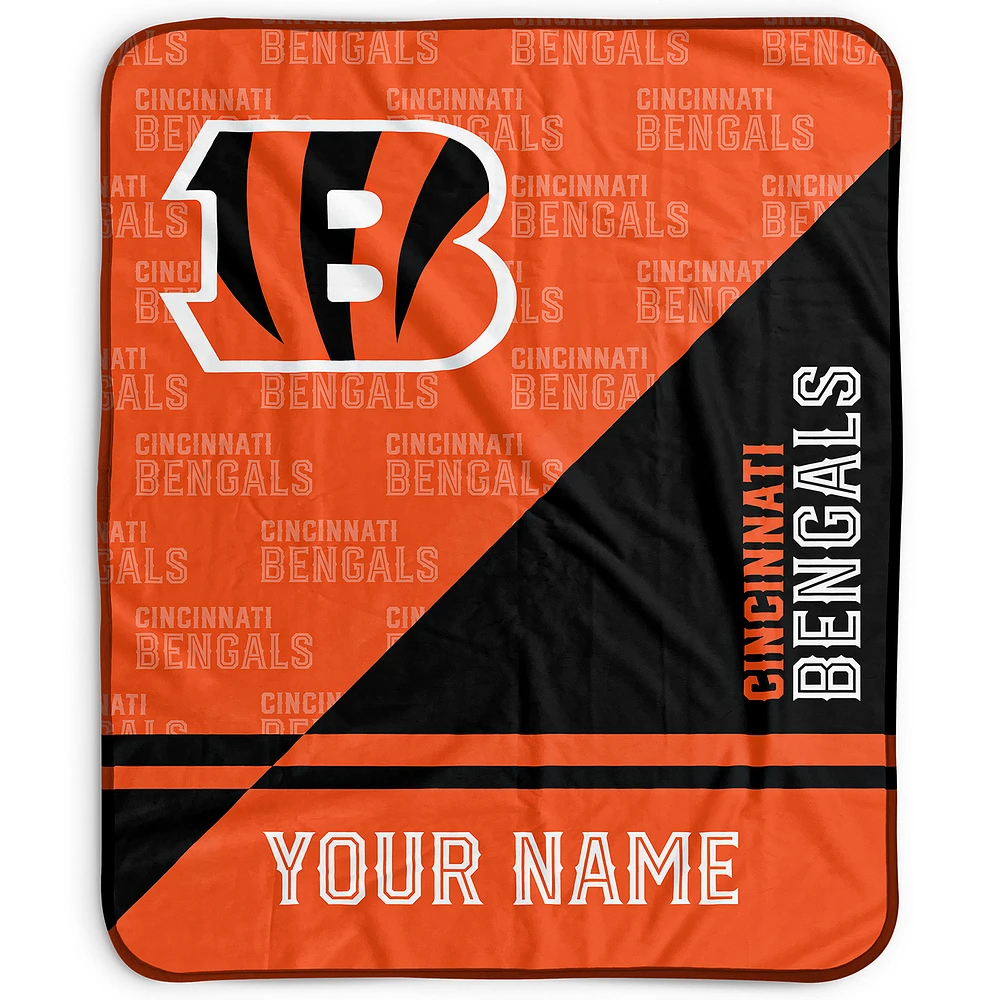 Pegasus Cincinnati Bengals 50" x 60" Split Wordmark Personalized Fleece Blanket
