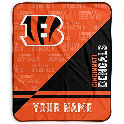 Pegasus Cincinnati Bengals 50" x 60" Split Wordmark Personalized Fleece Blanket