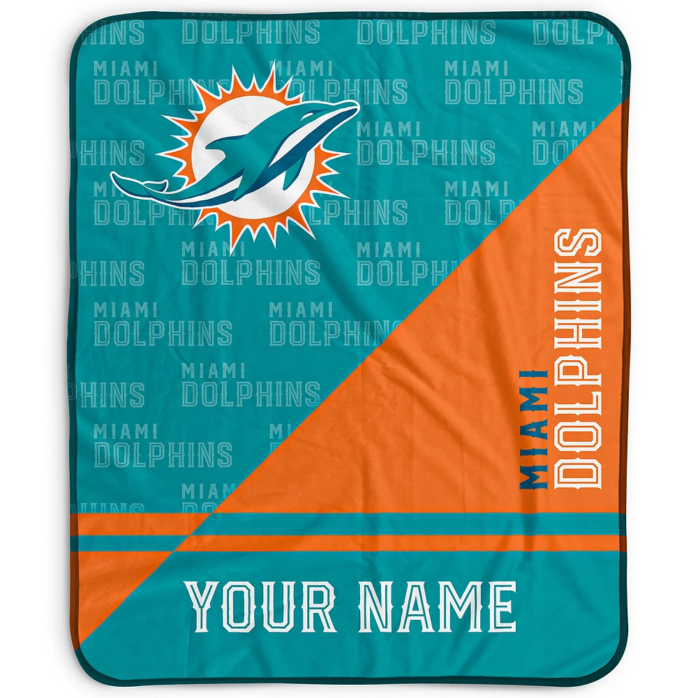 Pegasus Miami Dolphins 50" x 60" Split Wordmark Personalized Fleece Blanket