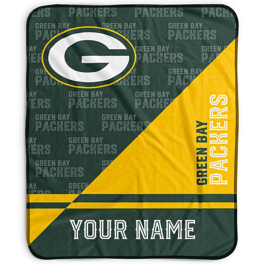 Pegasus Green Bay Packers 50" x 60" Split Wordmark Personalized Fleece Blanket