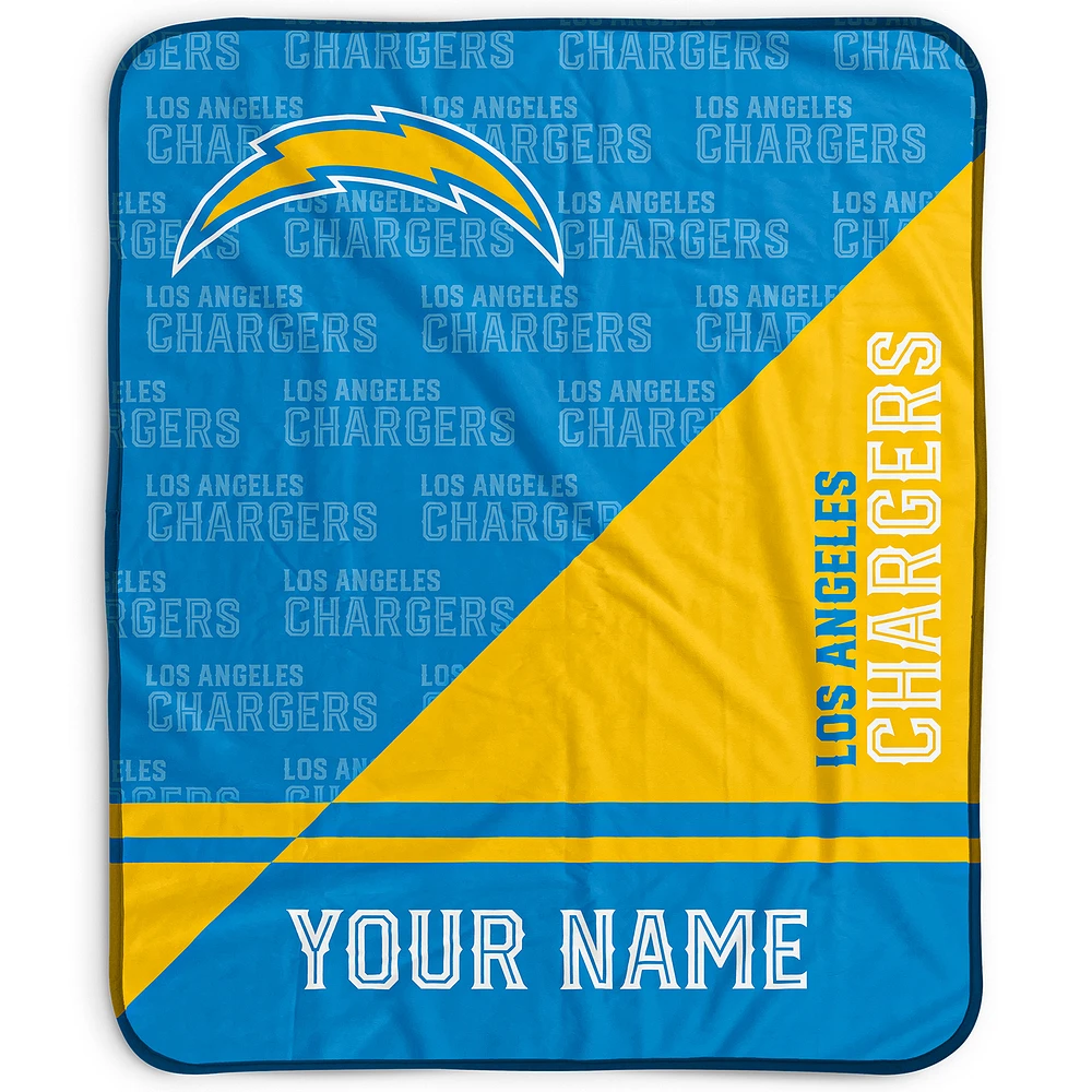 Pegasus Los Angeles Chargers 50" x 60" Split Wordmark Personalized Fleece Blanket