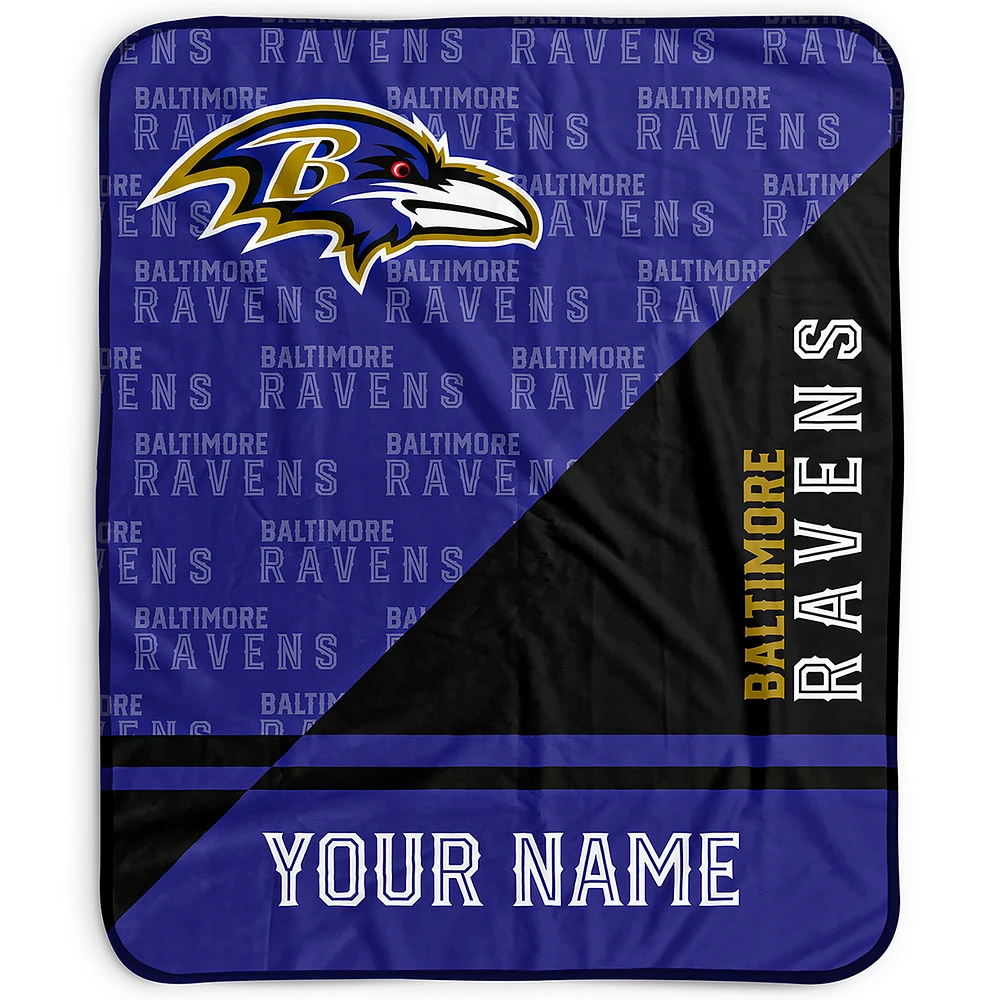 Pegasus Baltimore Ravens 50" x 60" Split Wordmark Personalized Fleece Blanket