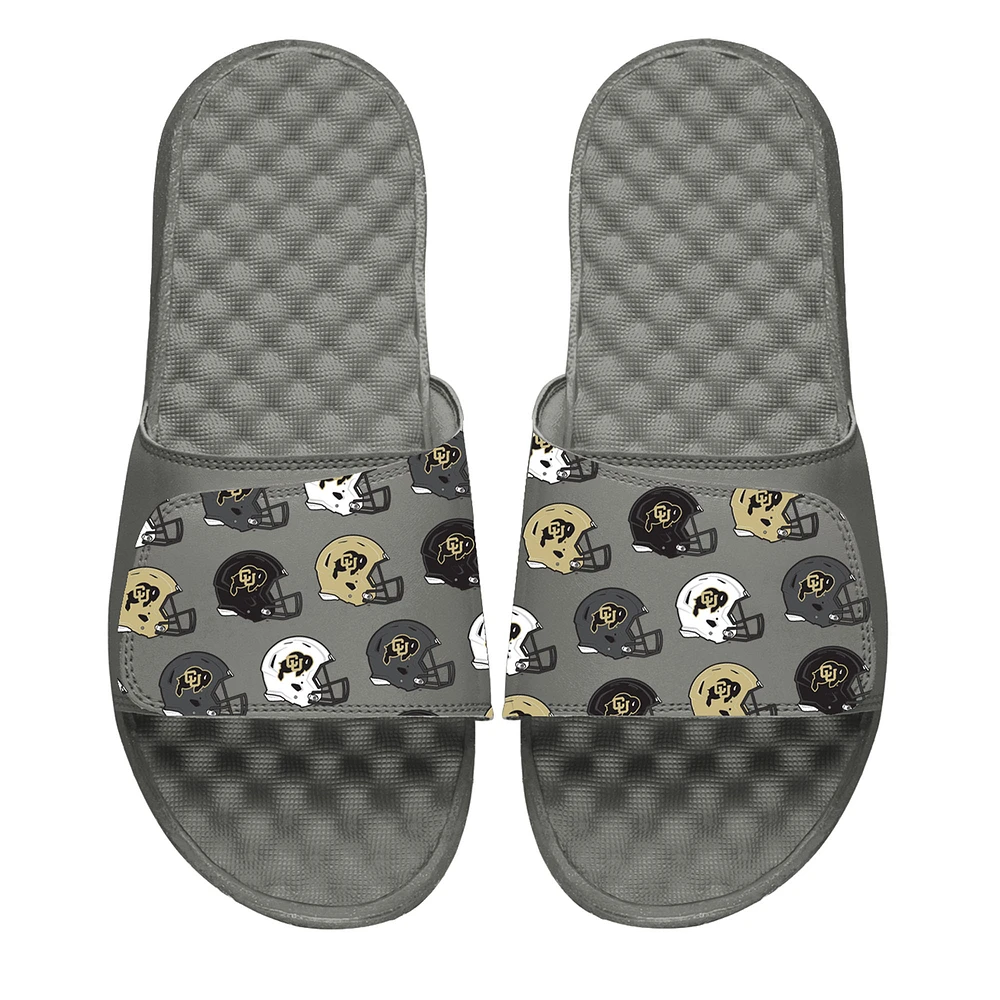 Youth ISlide Colorado Buffaloes Helmet Pattern Slide Sandals