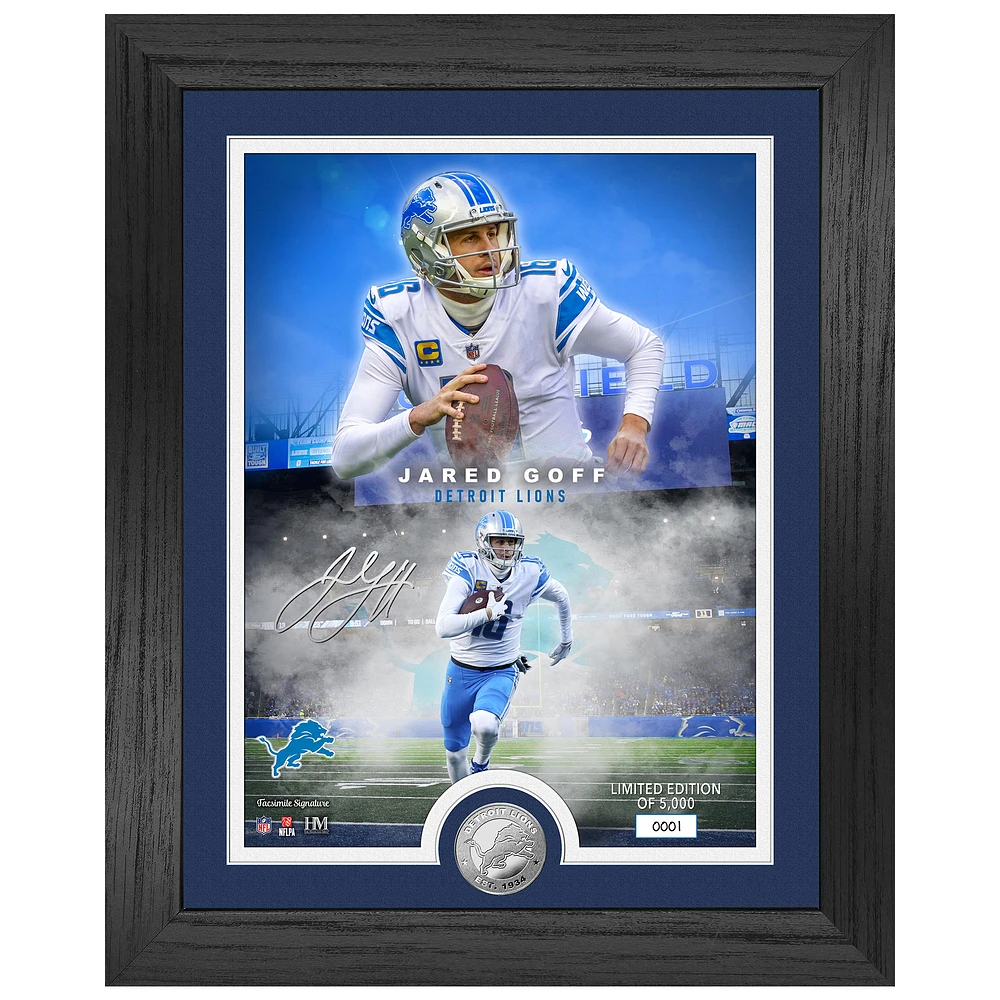 Highland Mint Jared Goff Detroit Lions 13'' x 16'' Silver Coin Photo Mint