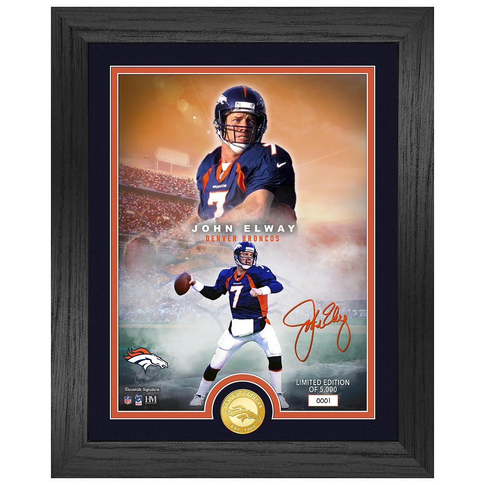Highland Mint John Elway Denver Broncos 13'' x 16'' Bronze Coin Photo Mint