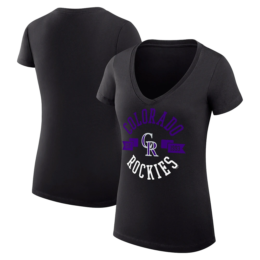Women's G-III 4Her by Carl Banks Colorado Rockies Super-Slim Fit Lightweight City Graphic V-Neck T-Shirt