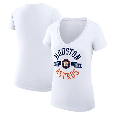Women's G-III 4Her by Carl Banks White Houston Astros Super-Slim Fit Lightweight City Graphic V-Neck T-Shirt