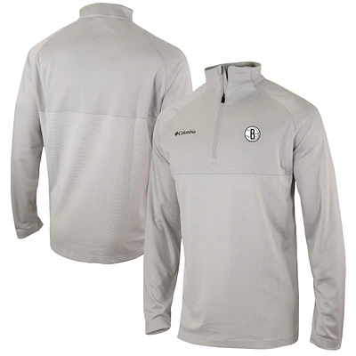 Men's Columbia Heather Gray Brooklyn Nets Omni-Wick Rockin' It Quarter-Zip Pullover Top