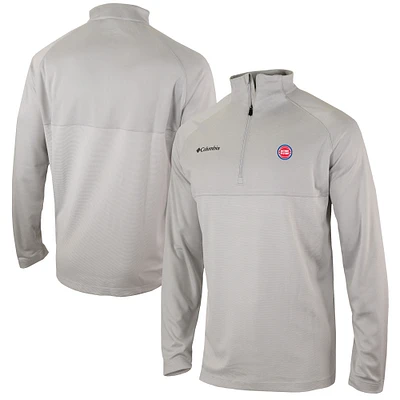 Men's Columbia Heather Gray Detroit Pistons Omni-Wick Rockin' It Quarter-Zip Pullover Top
