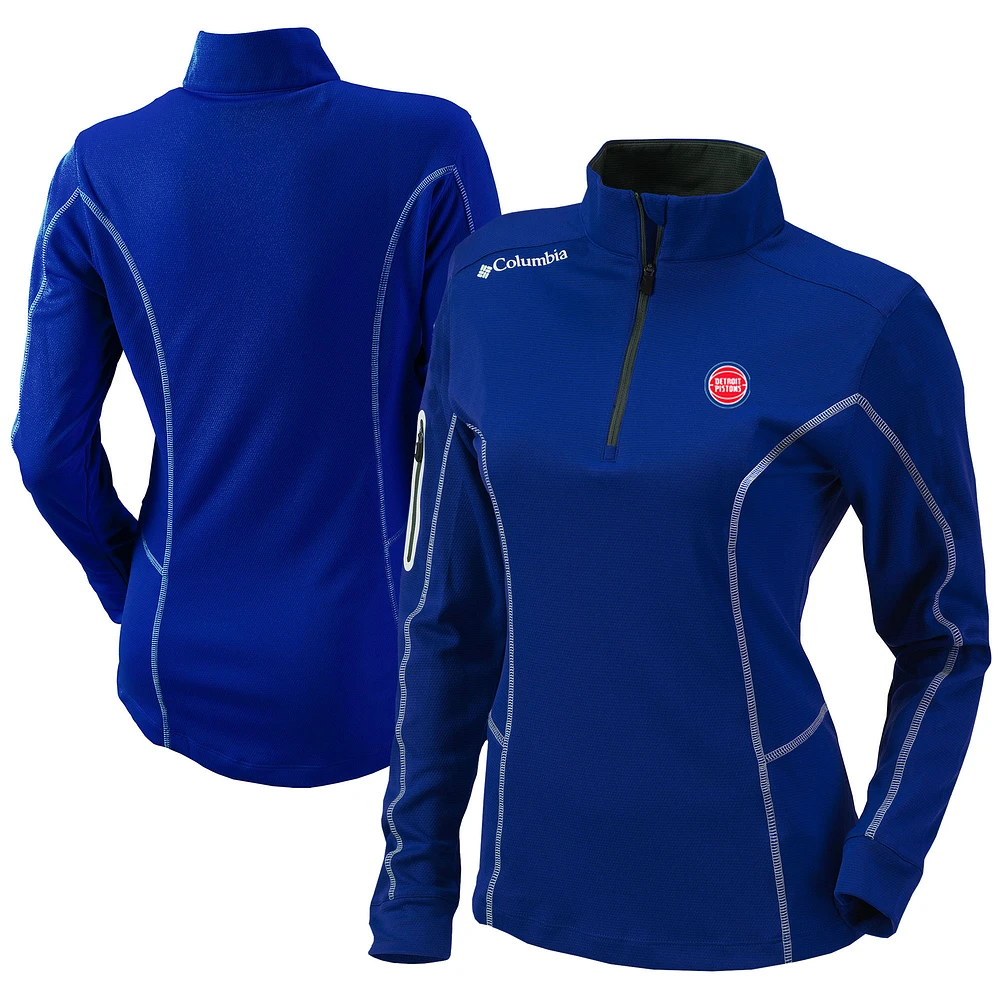 Women's Columbia Blue Detroit Pistons Omni-Wick Shotgun Quarter-Zip Pullover Top