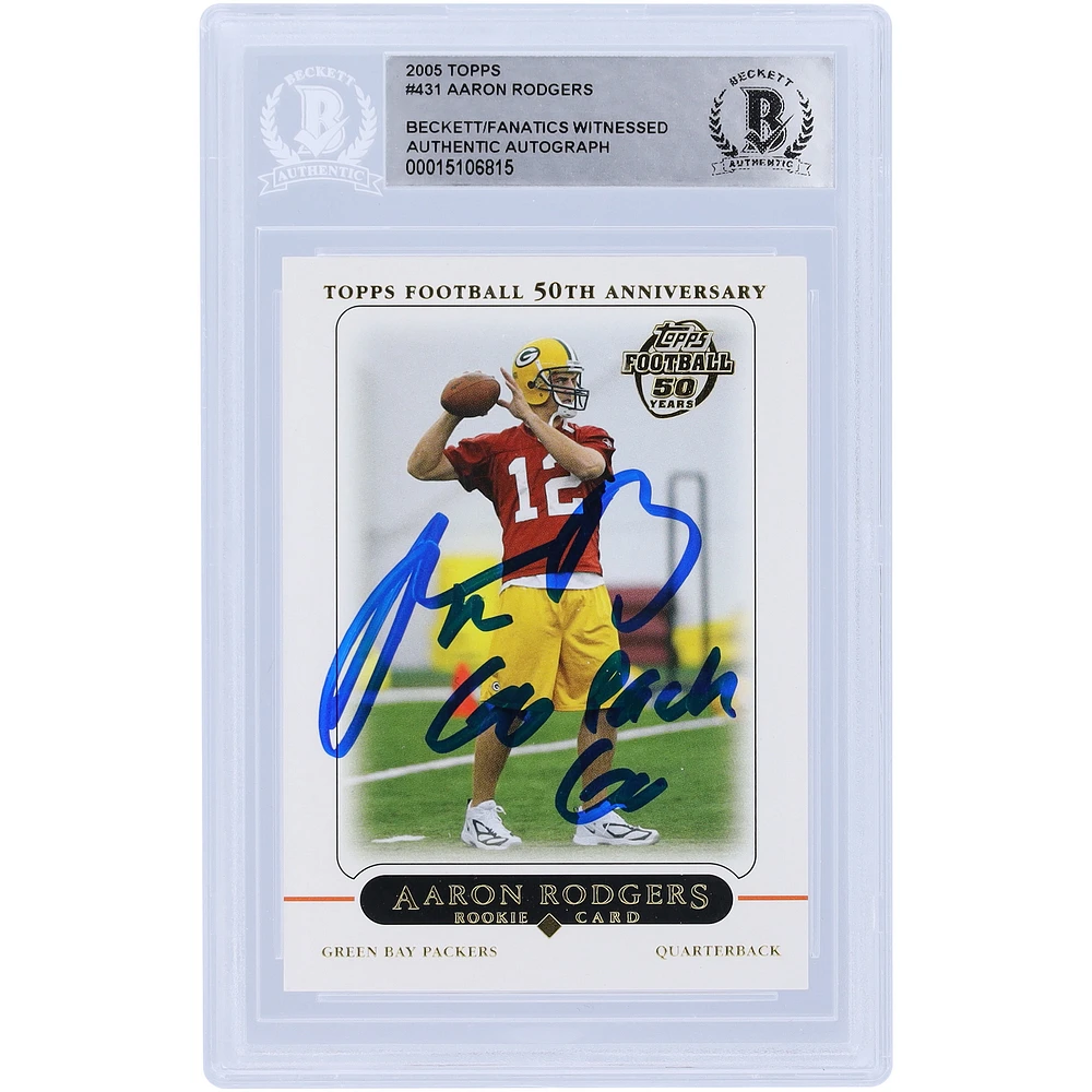 Rookie Card: Aaron Rodgers Green Bay Packers Autographed 2005 Topps Beckett Fanatics Witnessed Authenticated with Inscription