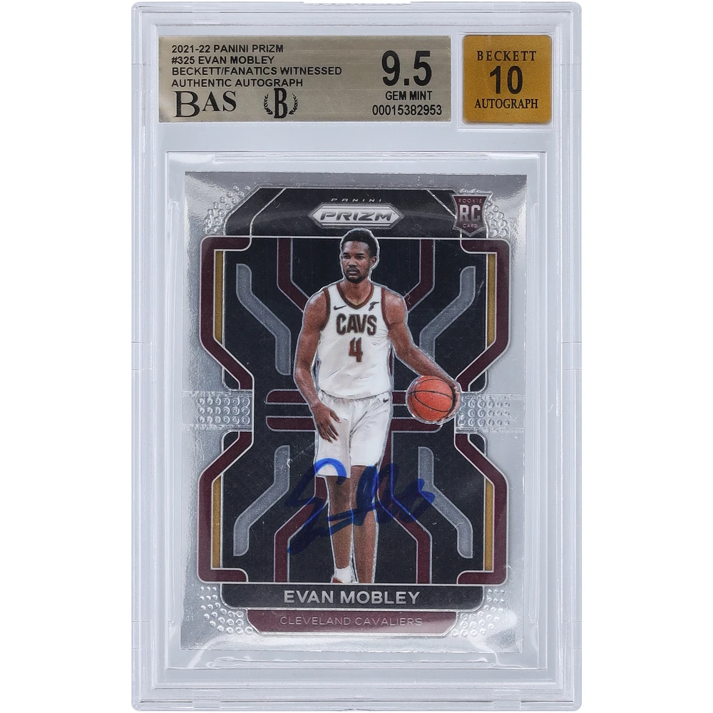 BGS 9.5 Rookie Card: Evan Mobley Cleveland Cavaliers Autographed 2021-22 Panini Prizm Beckett Fanatics Witnessed Authenticated