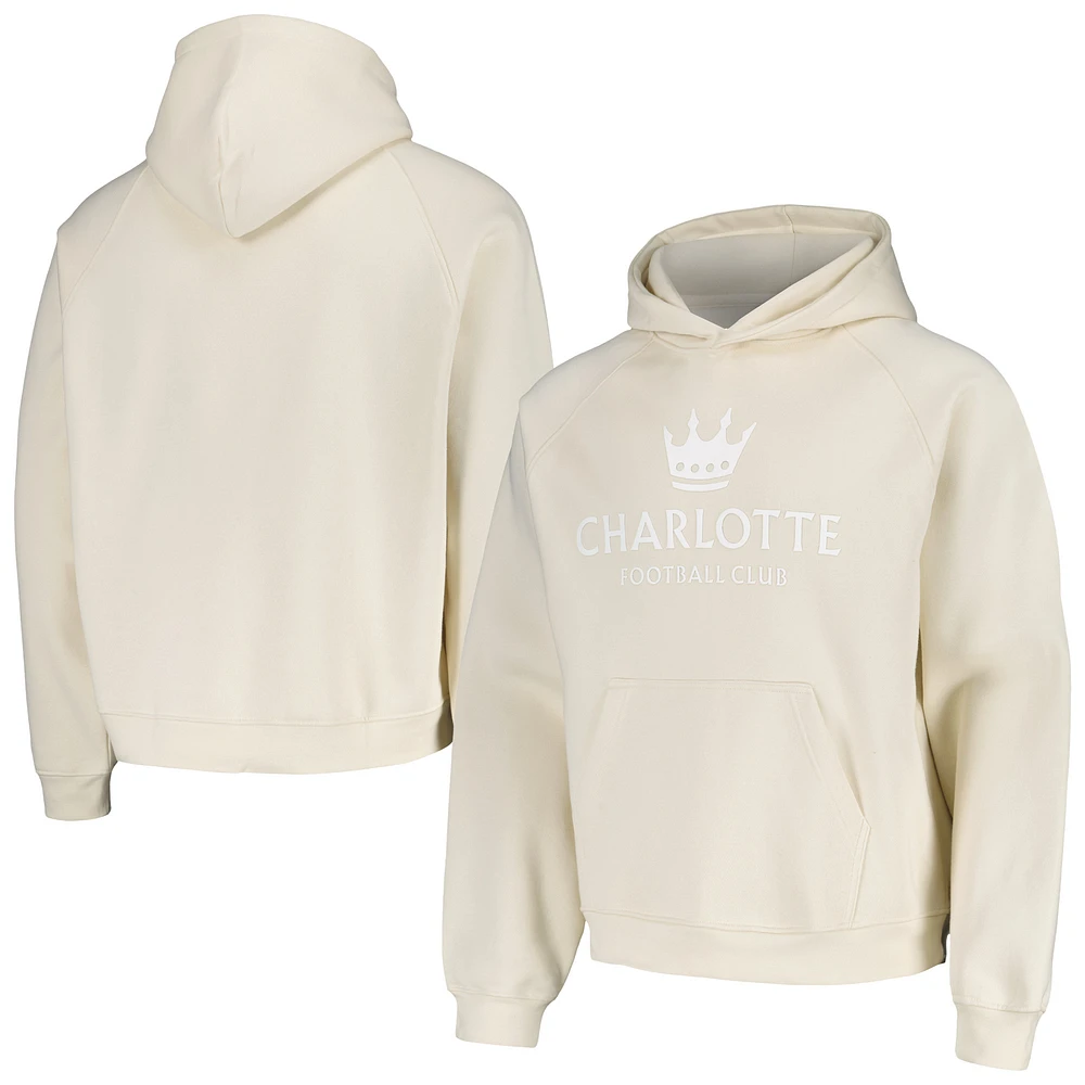 Men's Cream Charlotte FC Tonal Team Primary Logo Oversized Raglan Pullover Hoodie