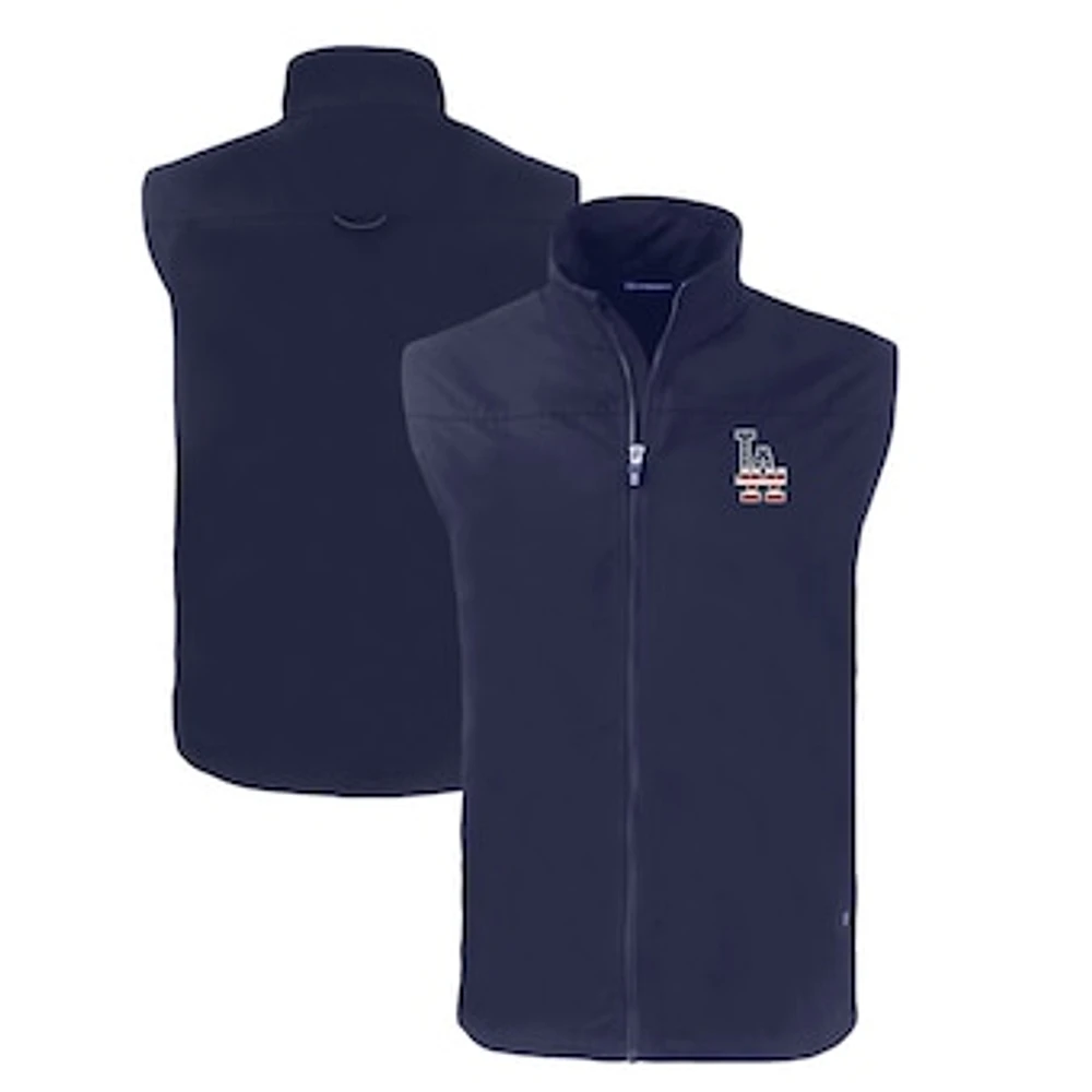 Men's Cutter & Buck Navy Los Angeles Dodgers Stars Stripes Charter Eco Recycled Full-Zip Vest