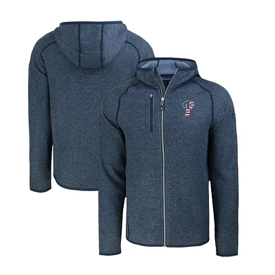 Men's Cutter & Buck Heather Navy Philadelphia Phillies Stars Stripes Mainsail Sweater-Knit Full-Zip Hoodie