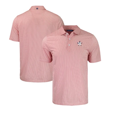 Men's Cutter & Buck White/Red Houston Astros Stars & Stripes Pike Eco Symmetry Print Stretch Recycled Polo