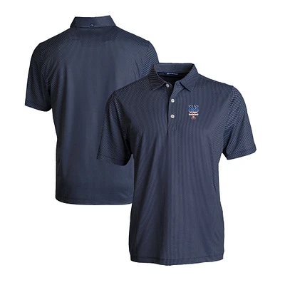 Men's Cutter & Buck Navy/White New York Mets Stars Stripes Pike Eco Symmetry Print Stretch Recycled Polo